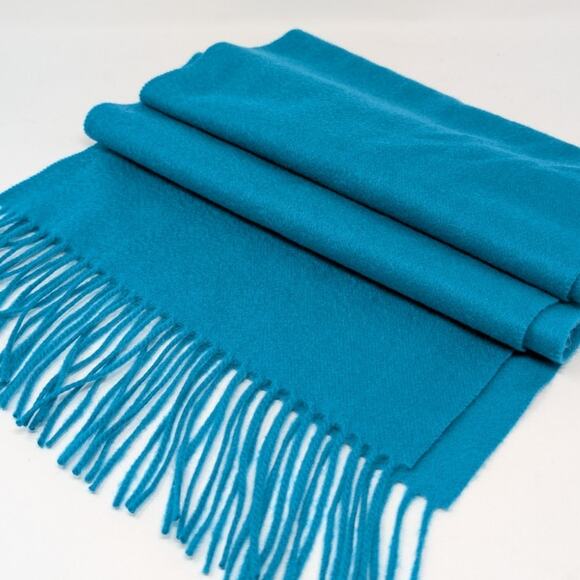 Nordstrom 100% Cashmere Fringe Scarf in a rich teal blue - Picture 5 of 7